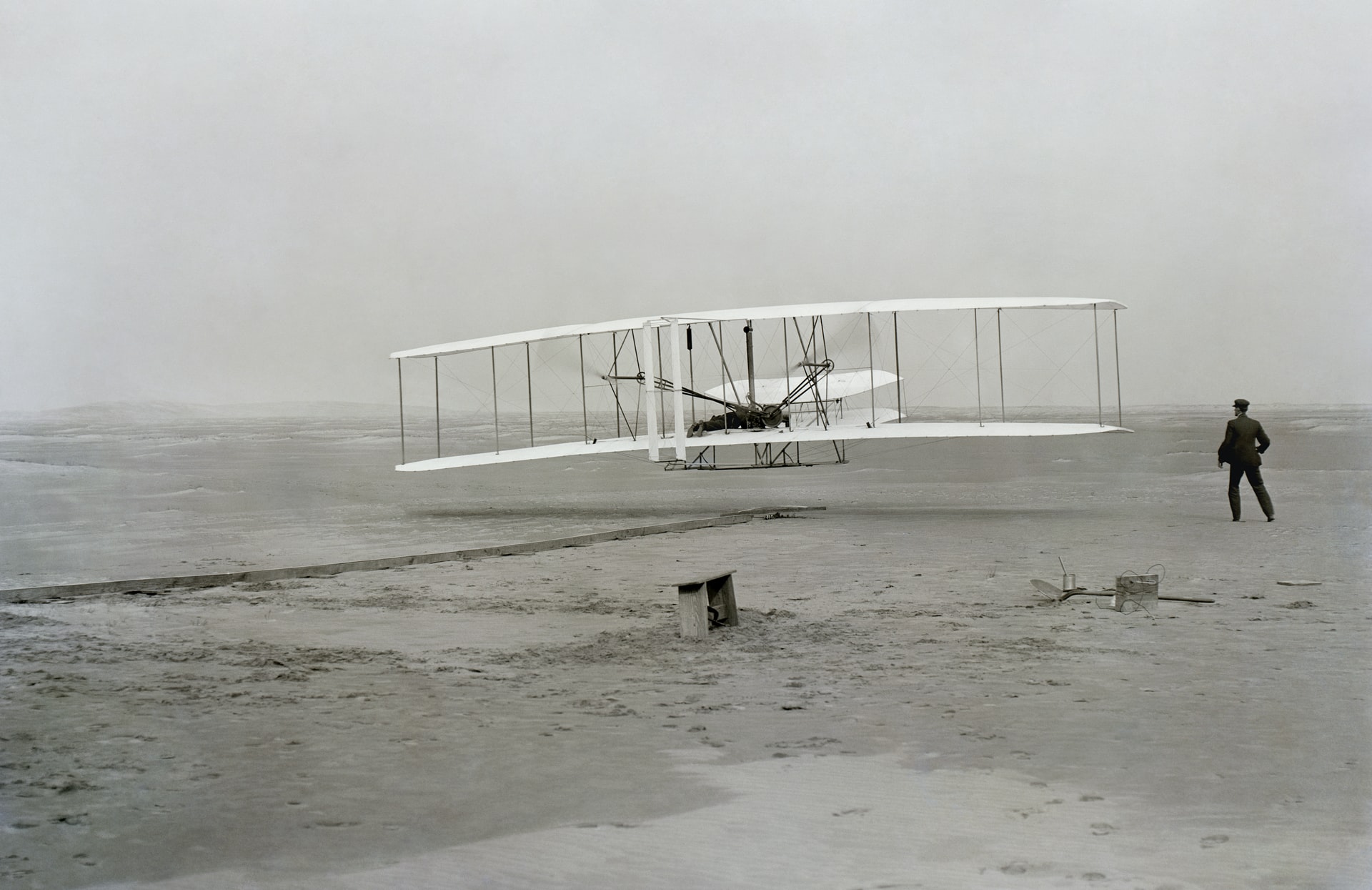 The Wright Brothers with the first airplane